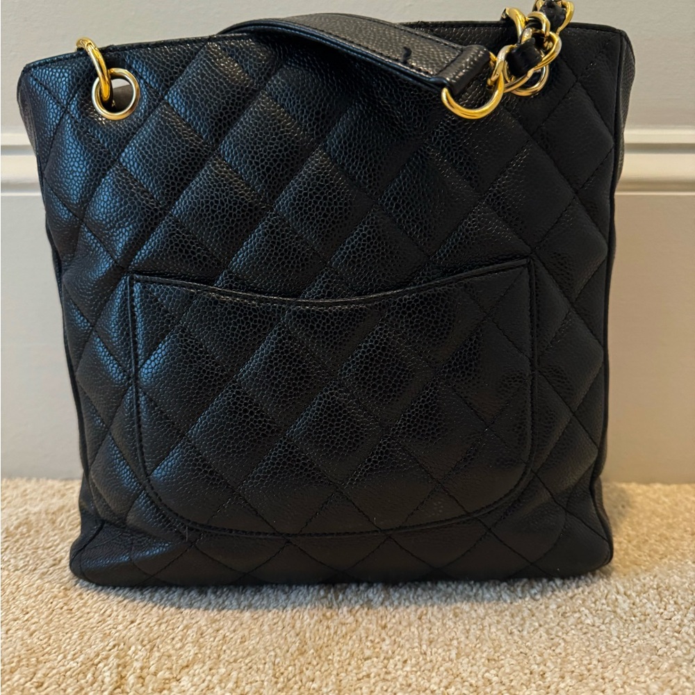 Chanel Black Quilted Caviar Timeless Classic Petit Shopping Tote - Picture 3 of 16